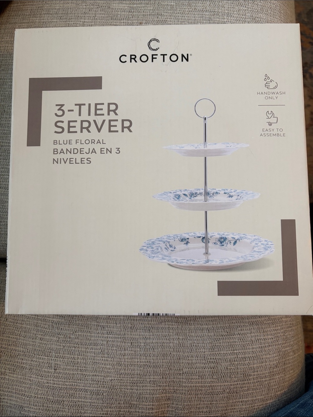 Crofton Blue and White Floral 3-Tier Dessert Stand